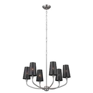 Adeena 26.75 in. 6-Light Classic Pewter Traditional Shaded Circle Chandelier for Dining Room
