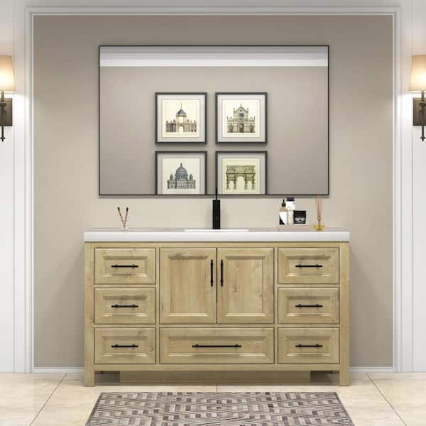 BALCONY アイボリー 36 Magic Home 36 in. Blue Bathroom Vanity with White Ceramic