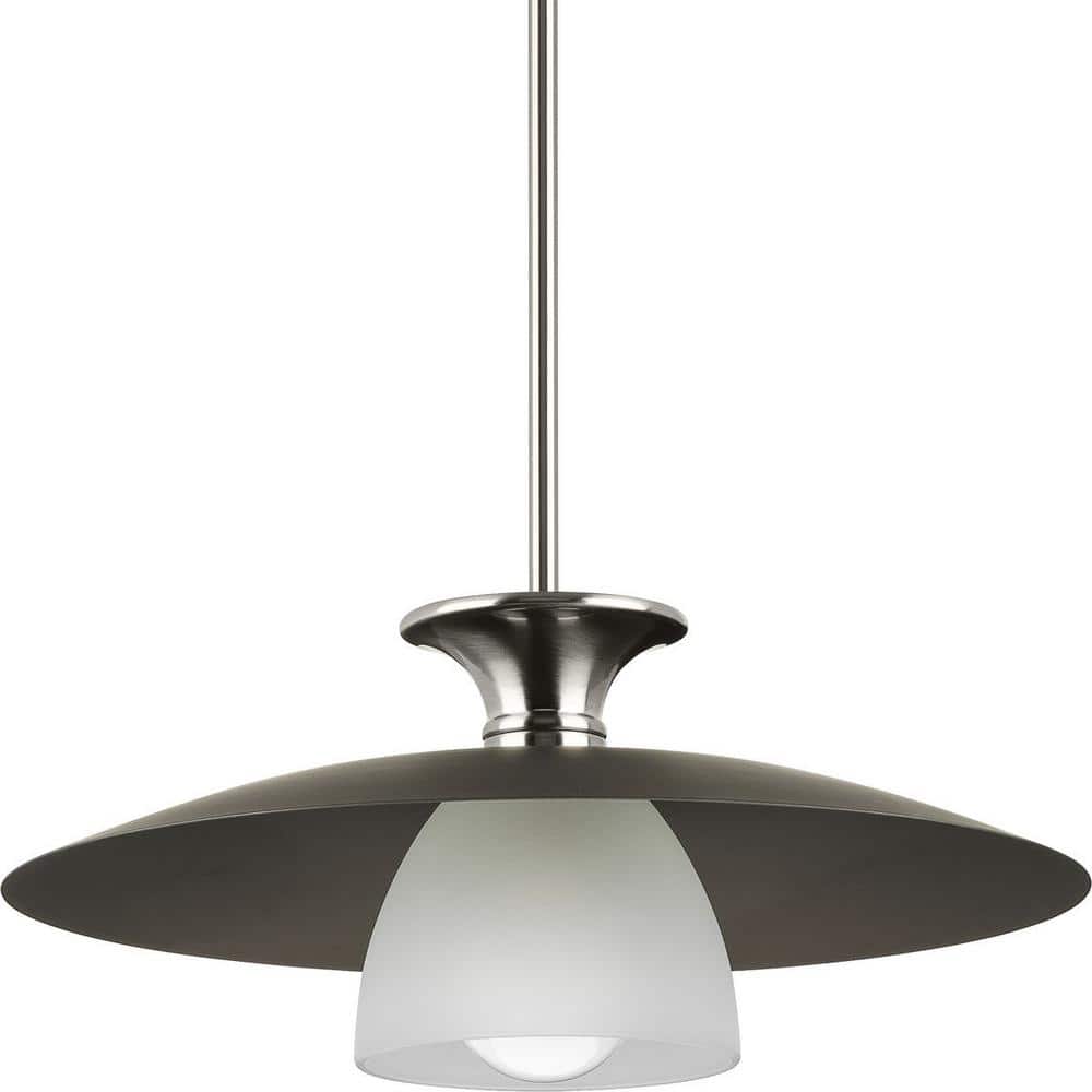 Trimble Brushed Nickel and Glass Dome Pendant Light