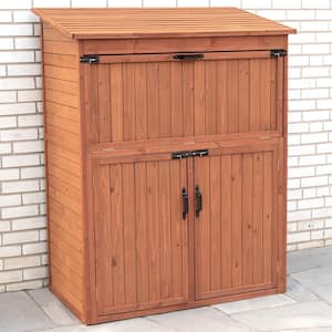 4.2 ft. x 2.4 ft. x 5.3 ft. Medium Brown Cypress Solid Wood Storage Shed Cabinet with Drop Table 10 sq. ft.