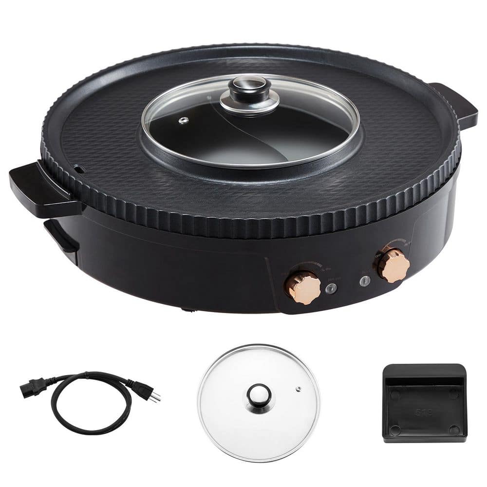 Hot Pot Grill 1800W 2-in-1 Electric Smokeless 258 sq in. Separate Dual Temperature Control Non-stick 2-8 People Black price history on PriceWatchPro