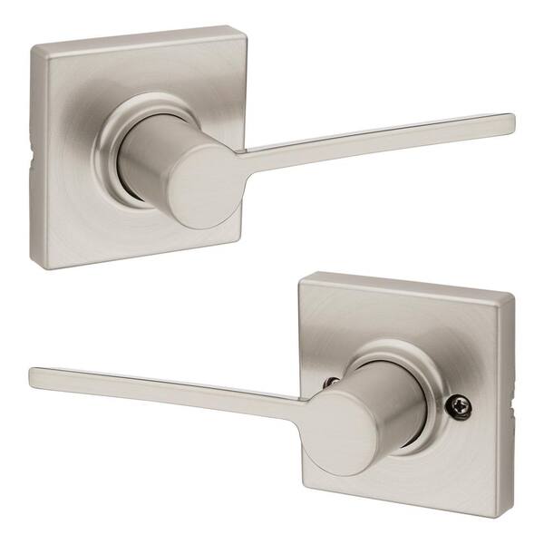Ladera Satin Nickel Hall and Closet Door Lever with Square Trim Featuring Microban Antimicrobial Technology Ladera Satin Nickel Hall and Closet Door Lever with Square Trim Featuring Microban Antimicrobial Technology