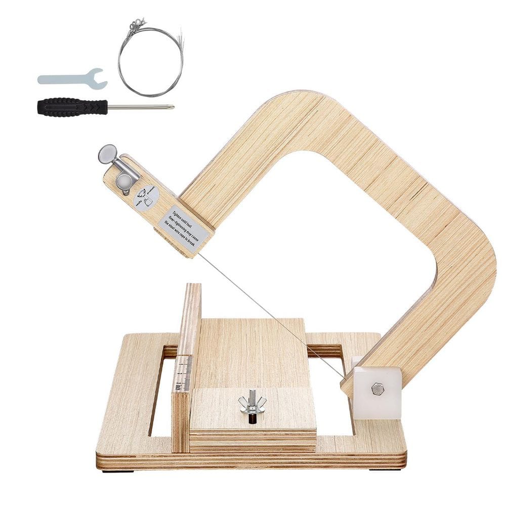 Soap Cutter, 0-2 in. Adjustable Thickness, Wood Soap Slicer with Stainless Steel Adjustable Wire Tension, Extra Wires