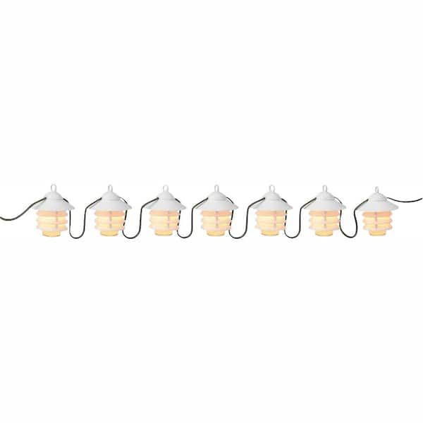 Unbranded 7-Light White Incandescent Marina Lantern Patio String Light