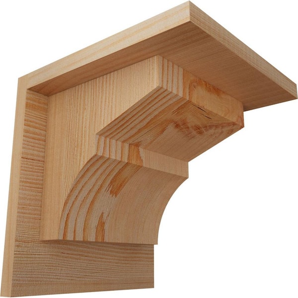 Ekena Millwork 7-1/2 in. x 8 in. x 8 in. Douglas Fir Monterey Smooth Corbel with Backplate