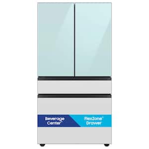 Bespoke 29 cu ft. Standard Depth 4-Door French Door Smart Refrigerator in Morning Blue/White Glass with Beverage Center