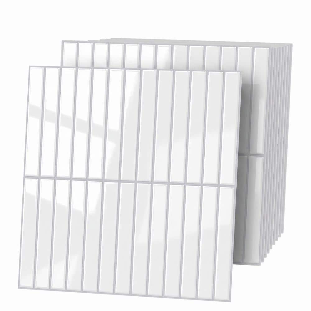 White Vertical Subway Peel and Stick Wall Tiles 11.8 in. x 11.8 in. Self-Adhesive Vinyl Tile for Kitchen, RV (10-Pack) price history on PriceWatchPro