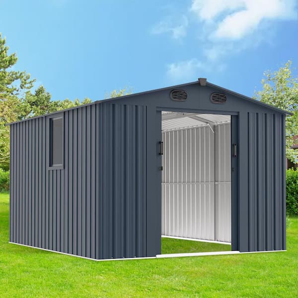 Zeus & Ruta 10 ft. W x 8 ft. D Metal Storage Shed with Window and