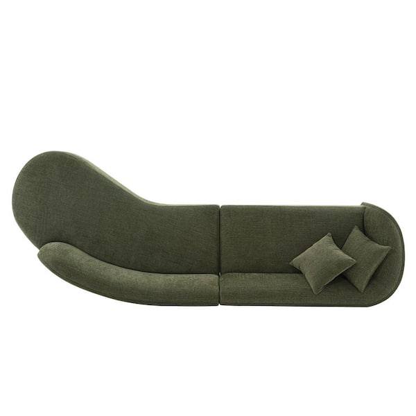 Manhattan Comfort Contemporary Daria Linen Sofa Sectional with Pillows in Olive Green Manhattan Comfort Contemporary Daria Linen Sofa Sectional with Pillows in Olive Green