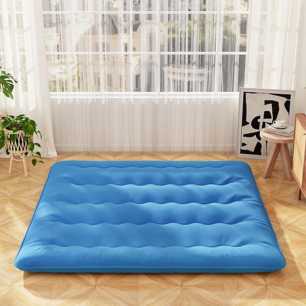 Comfort 4 in. King Size Polyester Floor Camping Mattress Pad Topper w/ Washable Cover and Carry Bag for Sleeping, Sport