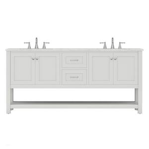 Wilmington 72 in. W x 34.2 in. H x 22 in. D Bath Vanity in White with Marble Vanity Top with White Basin