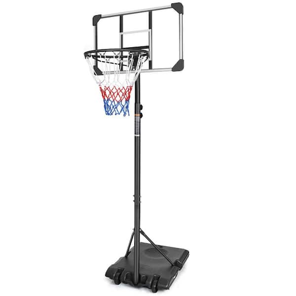 Amucolo 5.6 ft. to 7 ft. Adjustable Height Portable Basketball Goal System with Stable Base and Wheels