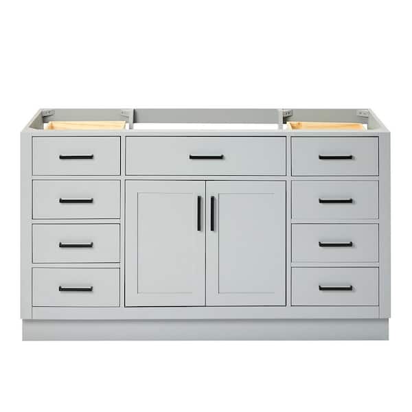 ARIEL Hepburn 60 in. W x 21.5 in. D x 34.5 in. H Bath Vanity Cabinet without Top in Grey