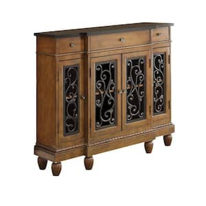 43 in. Oak Brown Standard Rectangle Wood Console Table with Drawers