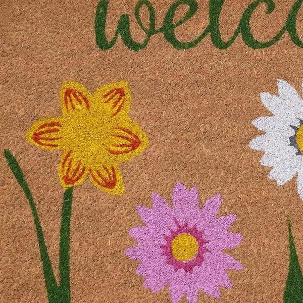 Multi-Colored 29 in. x 17 in. Coir Non-Slip Indoor / Outdoor Door Mat