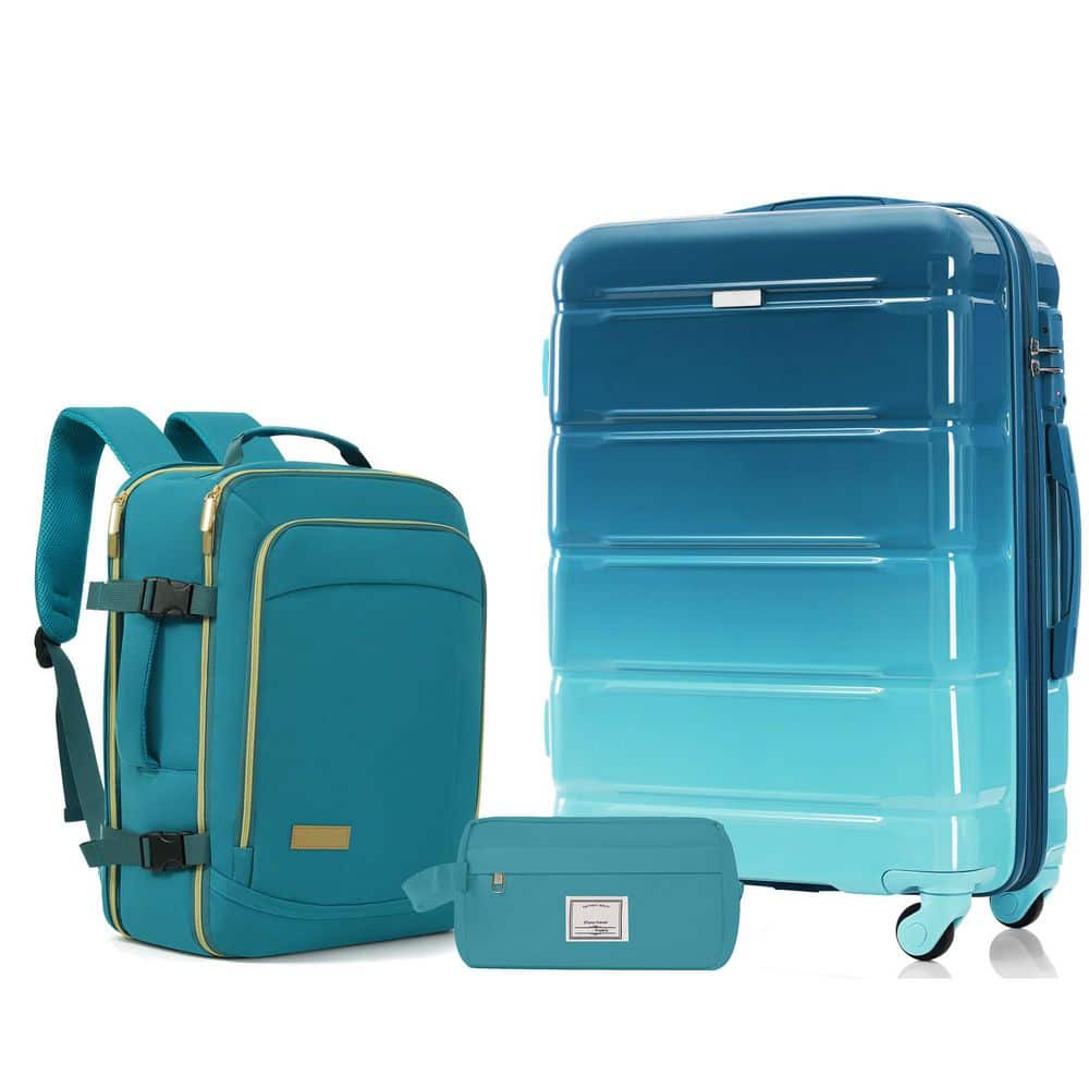 3-Pieces Blue ABS Plastic Luggage Set with TSA Lock and Travel Duffel Bag Wet-Dry Toiletry Bag price history on PriceWatchPro