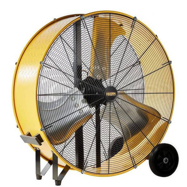 36 in. Yellow heavy-duty Drum Fan-2 Speeds, 4/5 HP Motor, Turbo Blade, Low Noise for Industrial/Commercial/Patio.