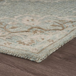 Blue Lagoon 7 ft. 9 in. x 9 ft. 9 in. Hand-Tufted Wool Medallion Indoor Area Rug LR81288