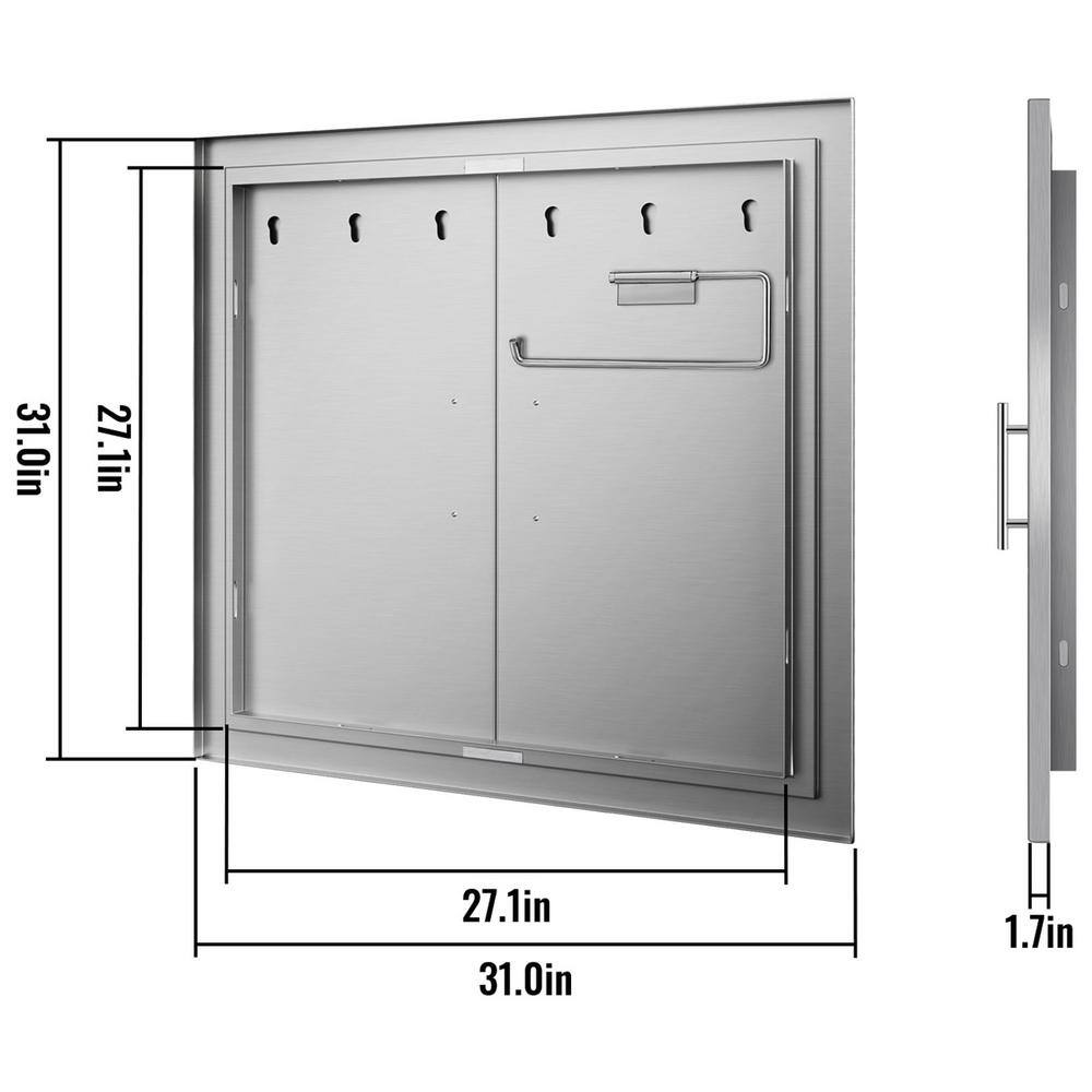 31" x 31" Stainless Steel Double Door Outdoor Kitchen Cabinet