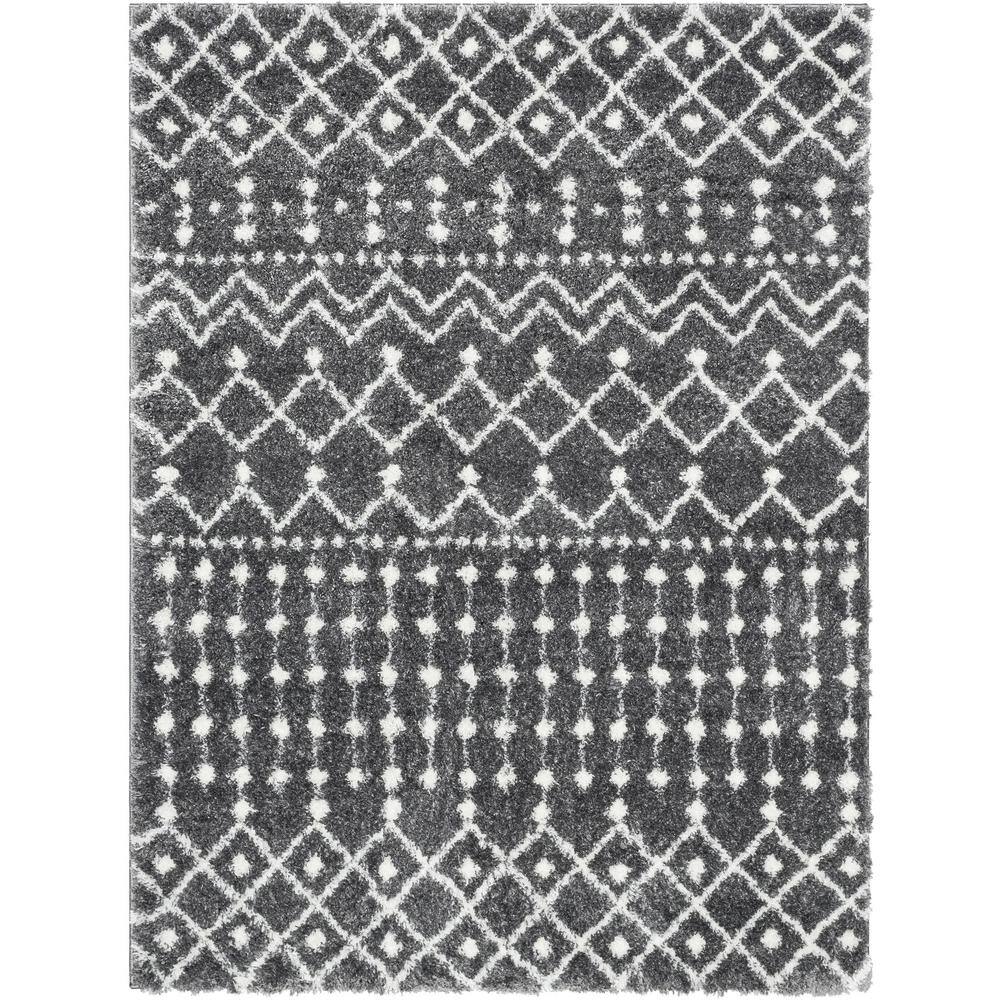 Celeste Coimbra Moroccan Diamond Pattern Shag Grey 7 ft. 10 in. x 9 ft. 10 in. Area Rug price history on PriceWatchPro