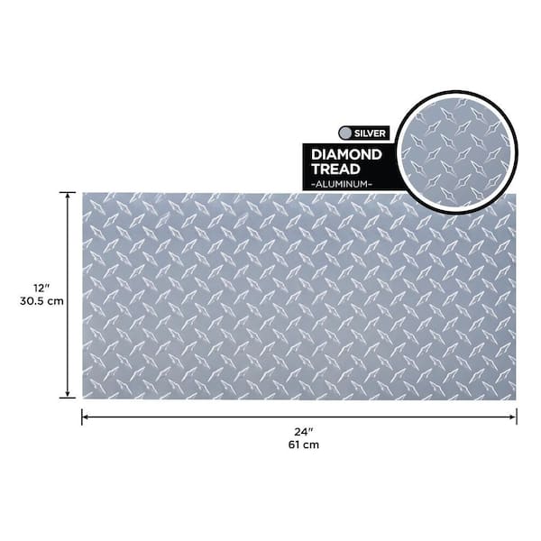 12 in. x 24 in. x 0.025 in. Diamond Tread Aluminum Sheet in Silver
