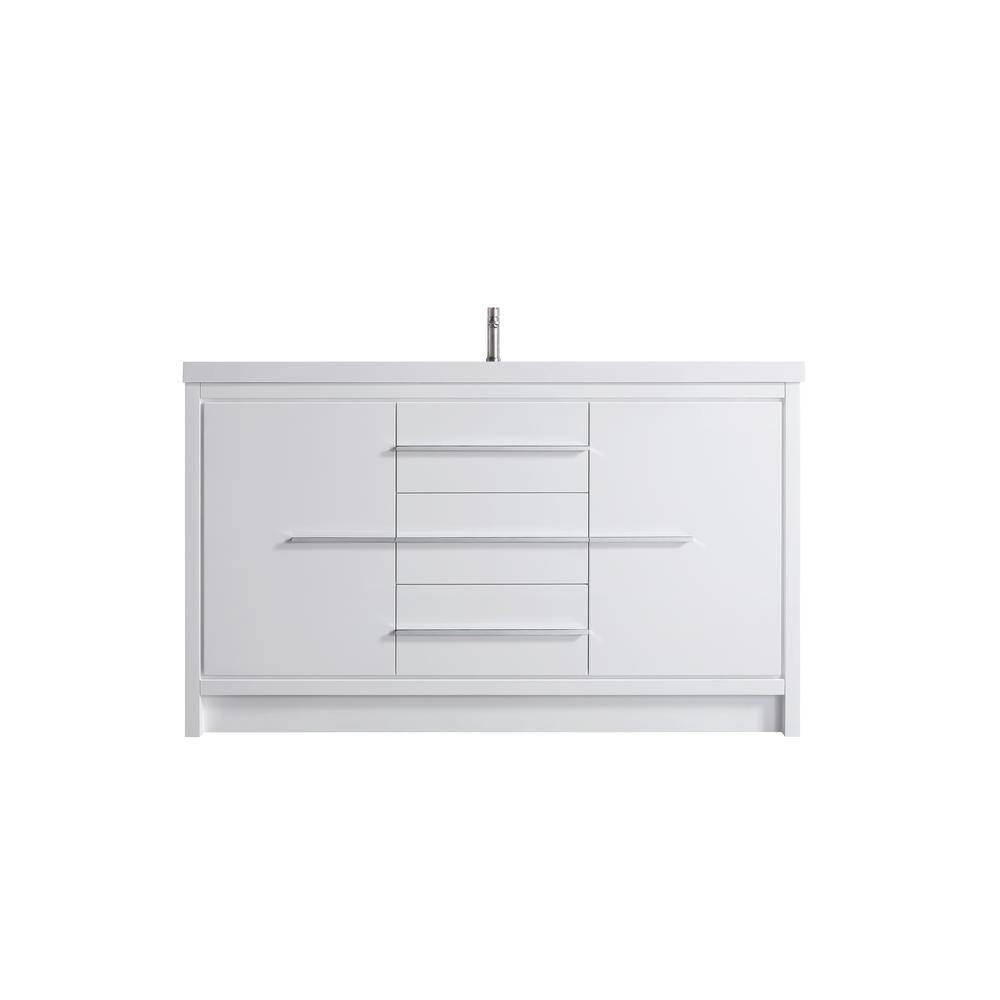 VSB Sintered Stone 59.25 in. W x 19.75 in. D x 35 in. H Single Sink Freesta