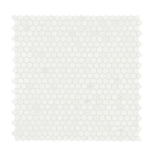 Daltile Premier Accents White Carrara 12 in. x 12 in. Marble Hexagon Mosaic Tile (1 sq. ft. / piece)