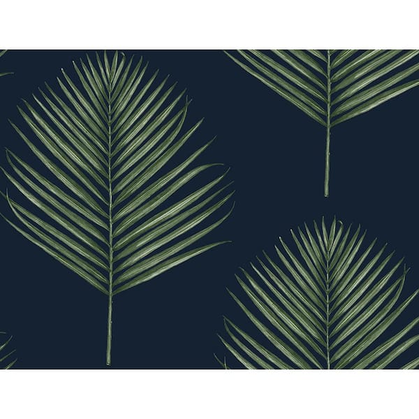 LILLIAN AUGUST Luxe Haven Midnight Blue and Paradise Green Maui Palm Peel and Stick Wallpaper (Covers 40.5 sq. ft.)