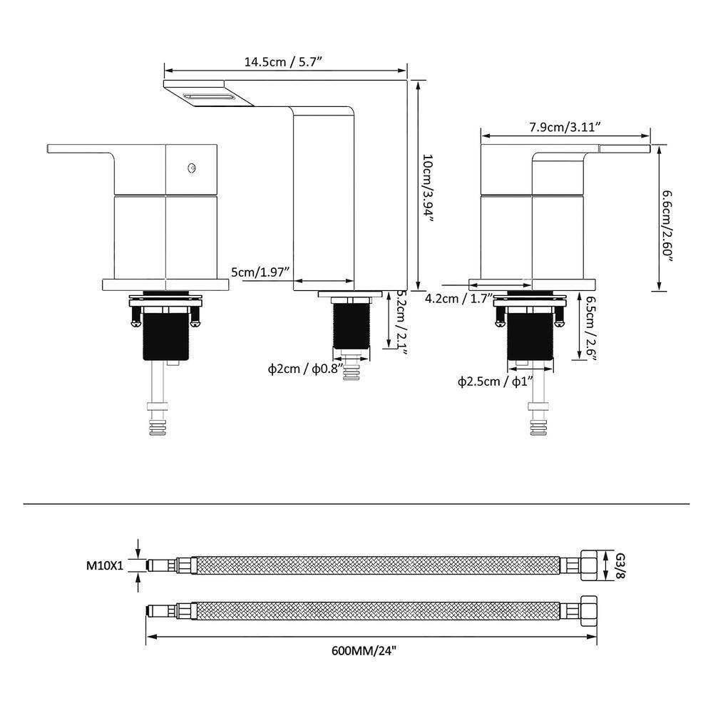Widespread 2-handle Bathroom Faucet with Drain Assembly