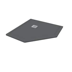 Neo Angle 37 in. L x 37 in. W x 1.125 in. H Solid Composite Stone Shower Pan Base with Corner Drain in Graphite Sand