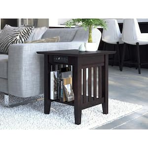 Mission End Table with Charging Station in Espresso
