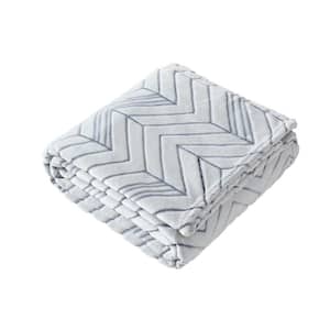 Delancy 1-Piece White Jacquard Plush 50 x 70 Throw Blanket