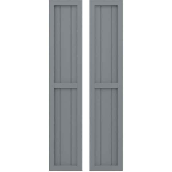 Ekena Millwork 10-1/2-in W x 39-in H Americraft 3 Board Exterior Real Wood Two Equal Panel Framed Board and Batten Shutters Ocean Swell