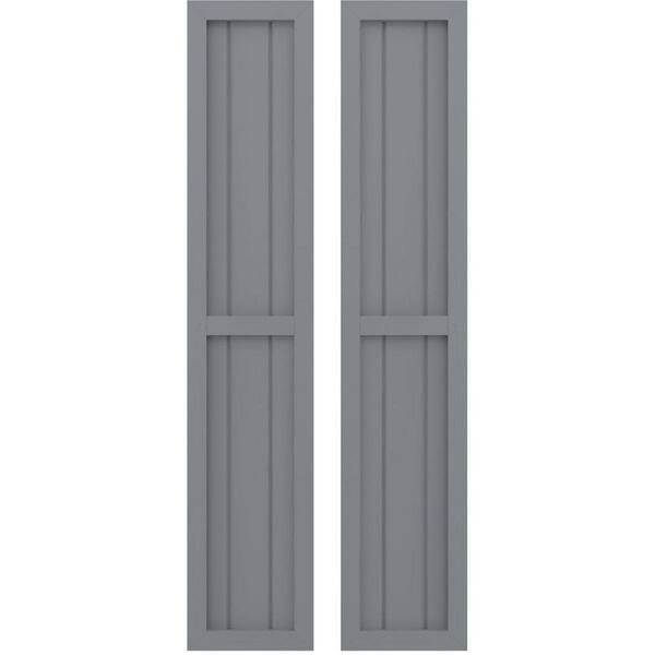 Ekena Millwork 10-1/2-in W x 71-in H Americraft 3 Board Exterior Real Wood Two Equal Panel Framed Board and Batten Shutters Ocean Swell