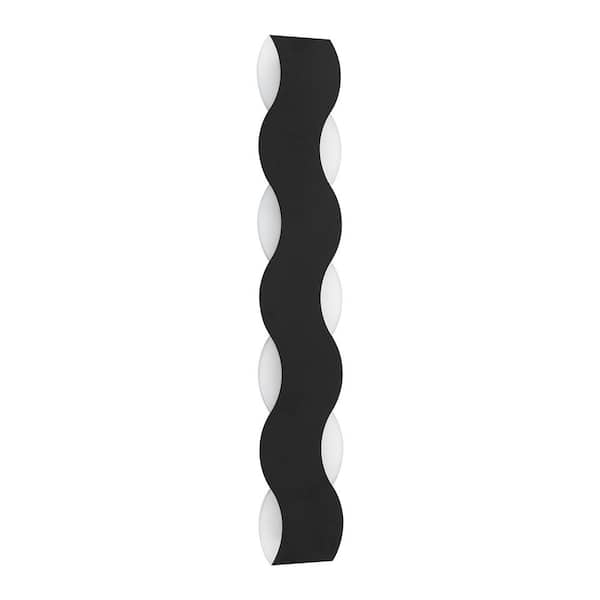 OUKANING 23.6 in. 1-Light Black Modern Indoor/Outdoor Wall Sconce Wall Light with White Acrylic Shade (Warm Light)