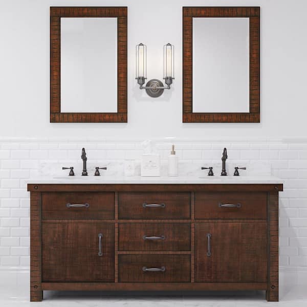 Aberdeen 72 in. W x 22 in. D Vanity in Rustic Sienna with Marble Vanity Top in White with White Basin