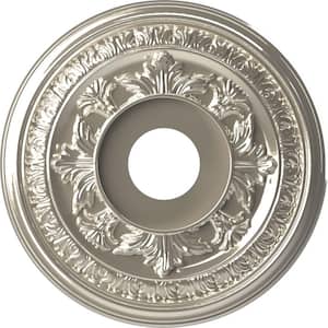 16" OD x 3-1/2" ID x 1" P Baltimore Thermoformed PVC Ceiling Medallion (Fits Canopies up to 6-1/2"), Bright Coat Chrome