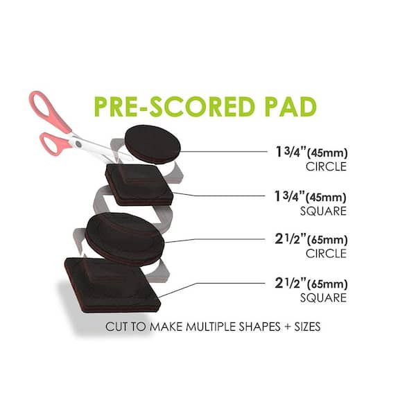 GorillaPads Non Slip Furniture Pads/Floor Grippers (Set of 8 Floor  Protectors) Pre-Scored to Cut to Multiple Size, 4 Inch Square, Black,  CB140-8