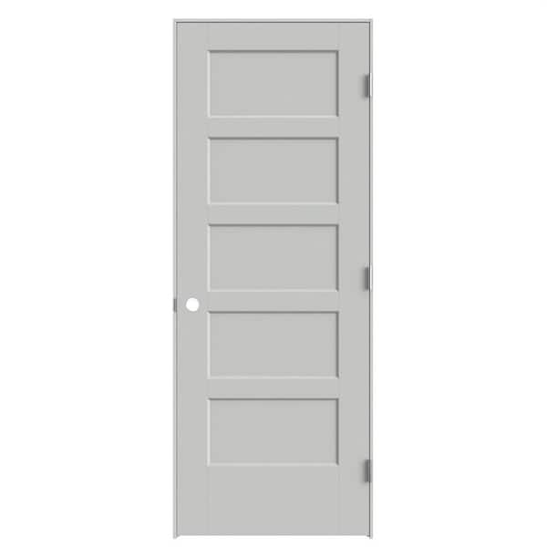Masonite 24 in. x 80 in. 5-Panel Bayshore Left-Hand Hollow Silver Bullet Molded Composite Single Prehung Interior Door Flat Jamb