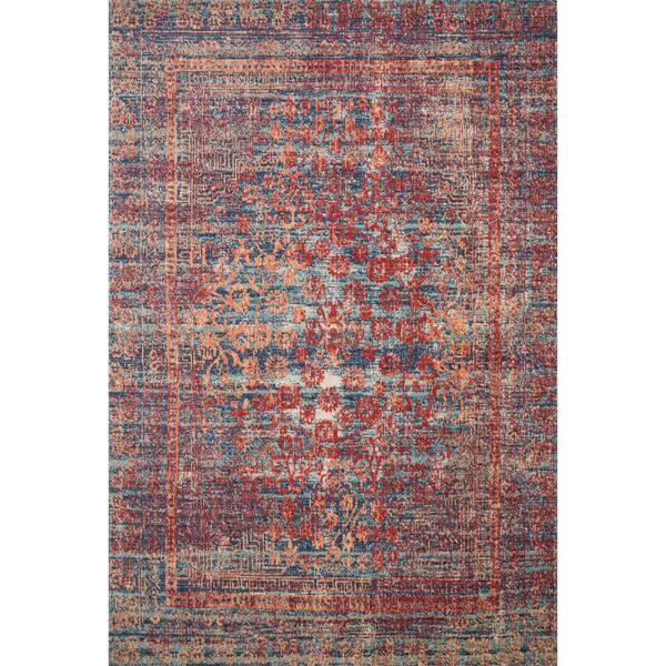LOLOI II Nour Red/Navy 5 ft. 2 in. x 7 ft. 7 in. Transitional Polypropylene Area Rug