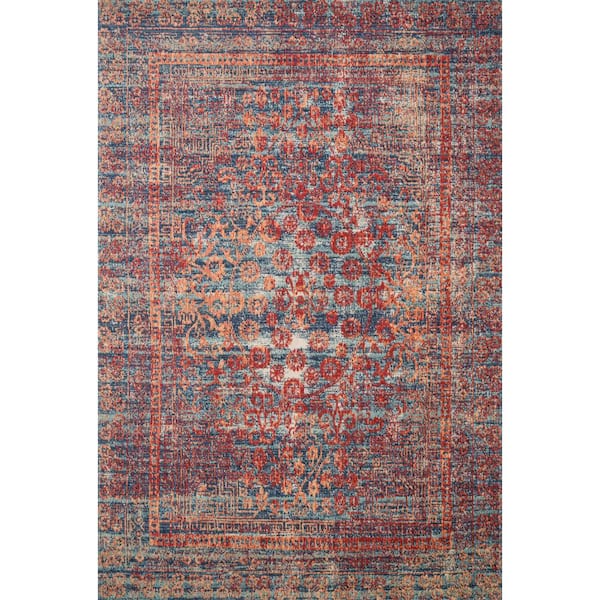 LOLOI II Nour Red/Navy 7 ft. 9 in. x 10 ft. 6 in. Transitional Polypropylene Area Rug