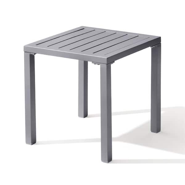 Unbranded Aluminum 15.7 in. Square Outdoor End/Side Table in Light Gray