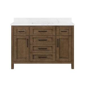 Tahoe 48 in. W x 21 in. D x 34.80 in. H Bath Vanity in Almond Latte with White Marble Vanity Top