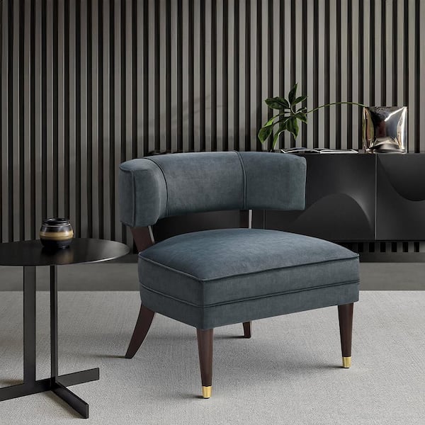 Clari Dark Gray Velvey Upholstery Accent Arm Chair