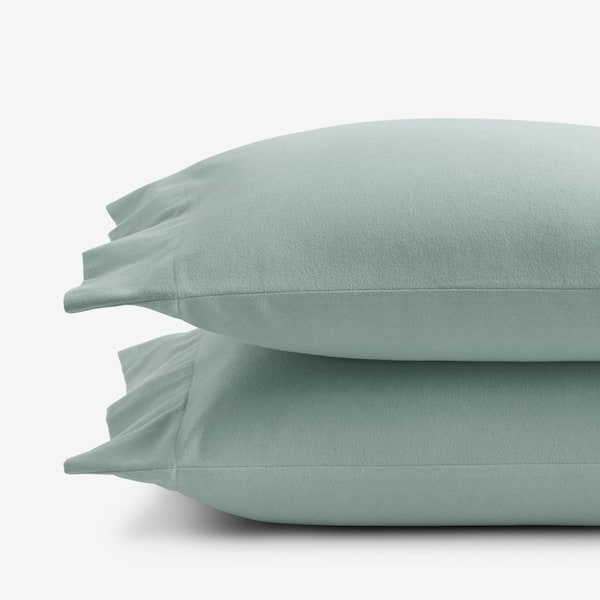 The Company Store Company Cotton Solid Velvet Flannel Seafoam King Pillowcase (Set of 2)