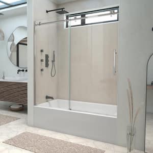 Enigma Air 56 in. to 60 in. x 62 in. Frameless Sliding Tub Door in Polished Stainless Steel