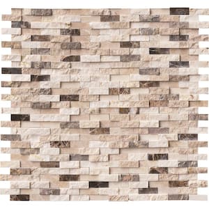 Emperador Blend Split Face 12 in. x 12 in. x 10 mm Textured Marble Mosaic Tile (10 sq. ft. / case)