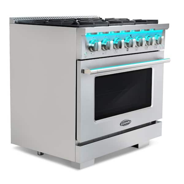 36 in. Vista Collection 4.5 cu. ft. Gas Range, 6 Burners, Convection Oven, LED Light Panel in Modern Stainless Steel