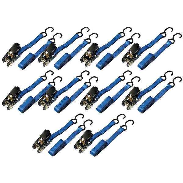 EVEREST Ready Pack 1 in. x 15 ft. Ratchet Tie Down Strap with 1500 lbs./S-Hook (10 per Box)