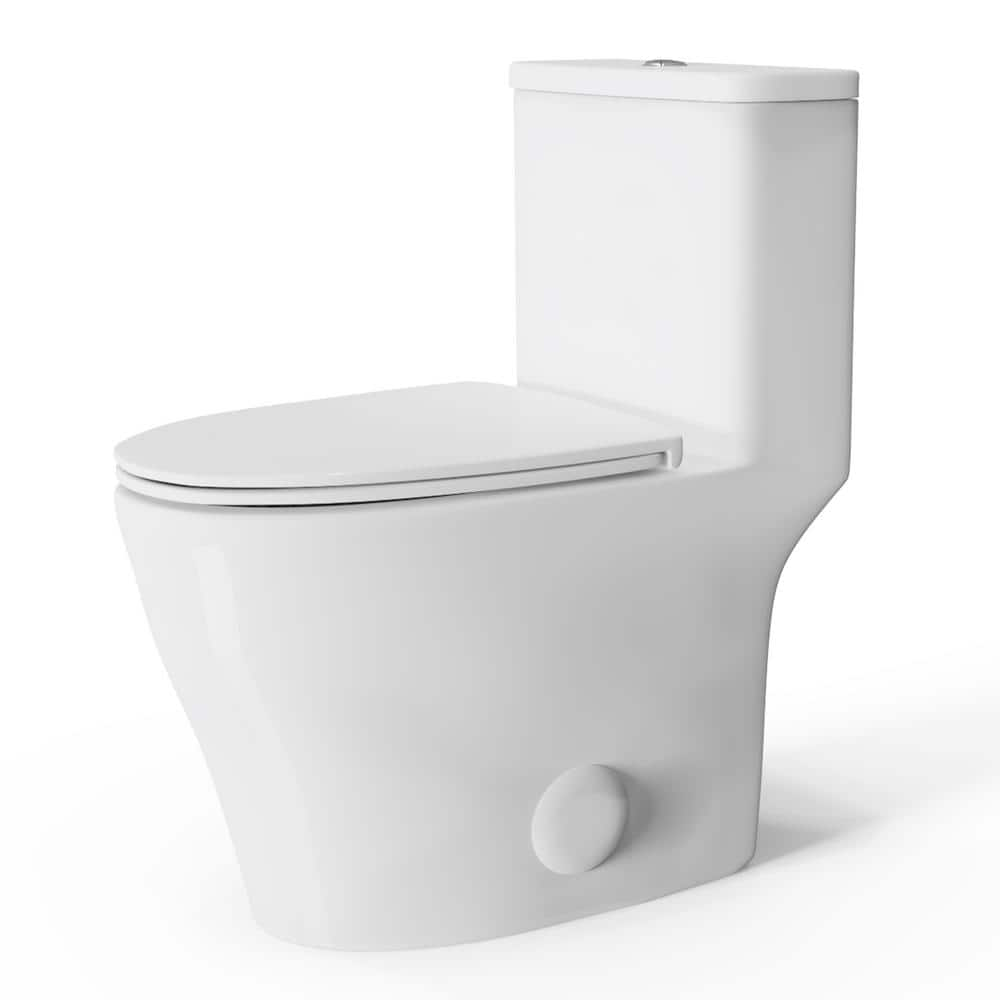 17.3 in. 1-Piece 0.8/1.28 GPF Dual Flush Elongated Toilet in White, High Toilets for Seniors -  Simple Project, HD-US-OT-5-02